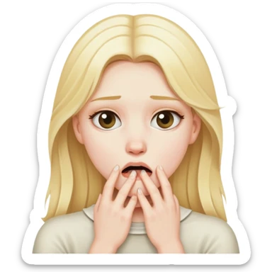 Blonde girl pretending to choke herself  sticker