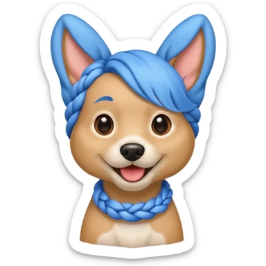 blue braided haired dog sticker