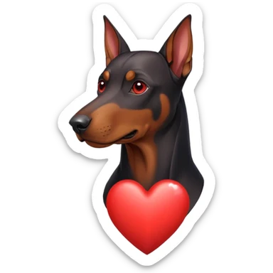 Doberman with heart sticker