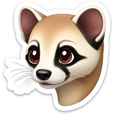 Ruby colored black footed ferret sticker