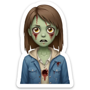 Zombie Girl with brown straight hair sticker