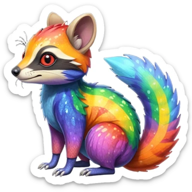 Fiery Rainbow-Sparkly Handsome Wicked Cool Hot Edgy Badass Numbat-Trico-Civet-Vernid-fusion-hybrid-creature sticker