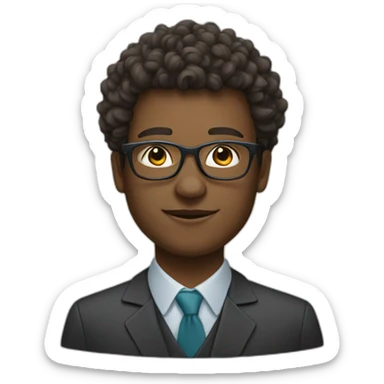 a financial market trader with curly hair and white skin and glasses sticker