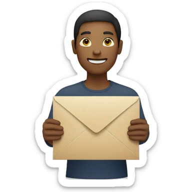 person holding stamped envelope sticker