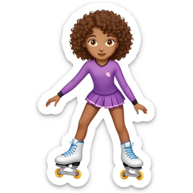 Chica de tono de piel café pelo rizado marrón ojos marrones, patinando en línea  sticker