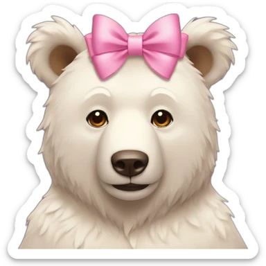 aesthetic bear with bow on head sticker