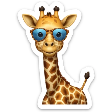 A ￼ giraffe flying with sunglasses ￼ sticker