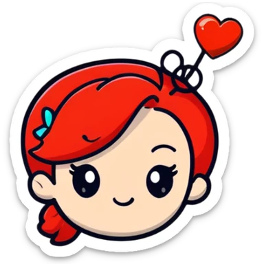 cute bright red hairpin hair clip with small heart decoration sticker