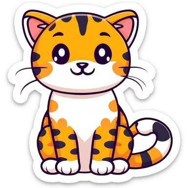 Cute leopard cat with spots and striped tail sticker