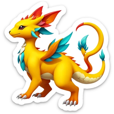 Elemental magical colorful exotic animesque Pokémon-Fakémon-animal-creature sticker