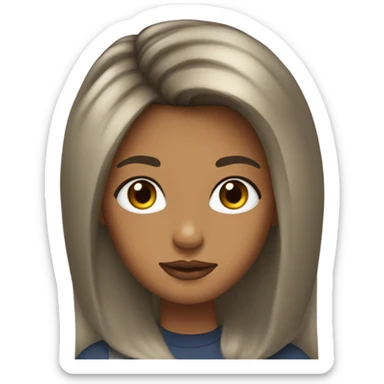 A girl with Victoria's 90's blowout black hair and hazel eyes  sticker