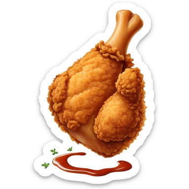 KFC style crispy fried chicken leg with golden brown breading and signature spices sticker