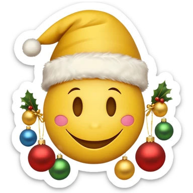 create a smiley emoji with christmas decorations sticker