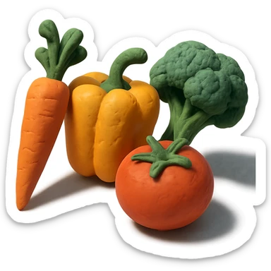 claymation style vitamin-rich vegetables sticker