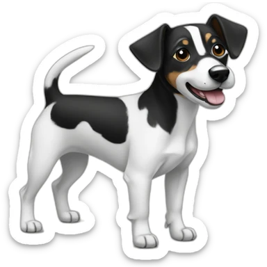 Black and white Jack russel with raise black ears sticker