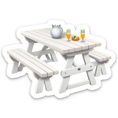 White picnic-benches with a romantic lush warm-colored flower vase on top of picnic-table sticker