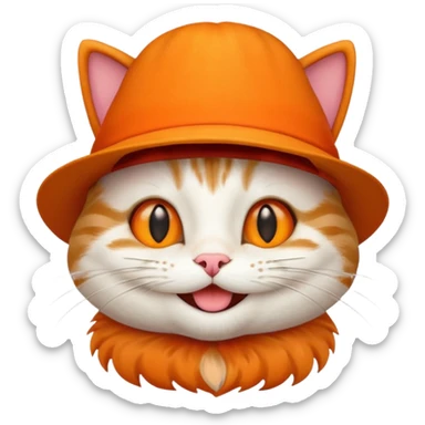 Cat smiling wearing a hat sticker