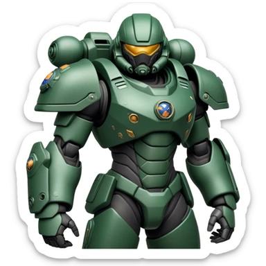 Cinematic Realistic StarCraft Terran Marine Portrait, captured in a dynamic, battle-ready stance, with every muscle defined beneath intricately detailed tactical armor in consistent dark green and grey. His steely eyes and resolute posture, rendered with dynamic, high-contrast lighting, exude raw power and relentless focus, high shine, evoking the epic spirit of a Terran Marine in combat. sticker