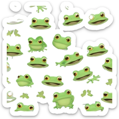 four bufo-style frogs together sticker