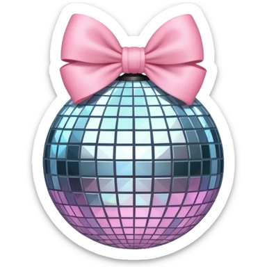 Disco ball with baby pink bow sticker