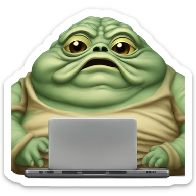 Jabba the Hutt from Star Wars with a laptop sticker