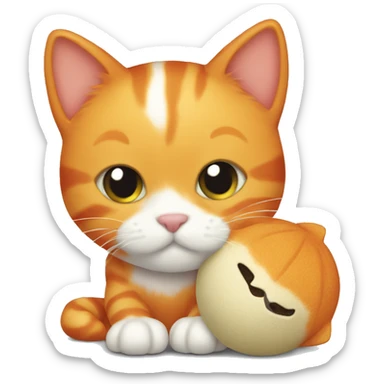 orange cat cuddling toy sticker
