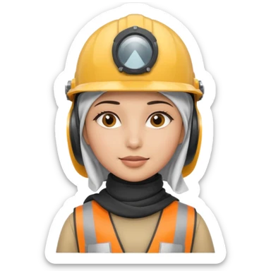 hijab girl wear engineer helmet sticker