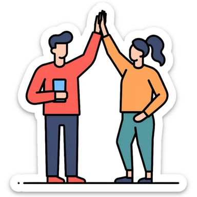 Team achievement, people high-fiving sticker