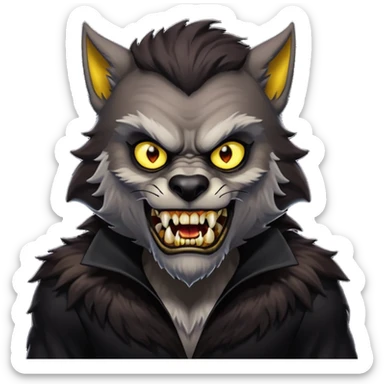 The Werewolf from Universal Monsters with dark brown fur, black silk outfit sticker
