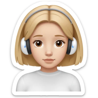 A girl with brown/blonde hair with her AirPod pros in her ears sticker