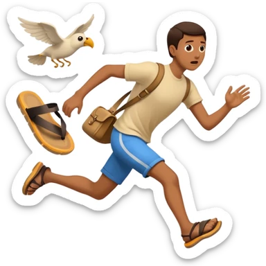 Running away from flying sandal sticker
