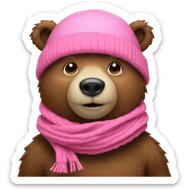 Bear with pink hat and scarf sticker