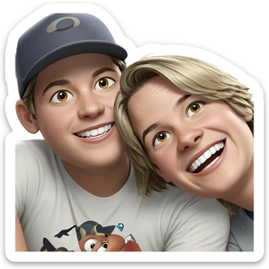 smiling boys with hats sticker