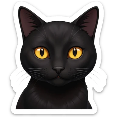 Solin wäre ein Kater mit nachtschwarzem, glänzendem Fell, kräftig gebaut und zugleich von seltener Eleganz. Sein Blick – tief und warm – scheint in die Seele zu führen, während seine Bewegung lautlos ist wie ein Schatten, der sich still an die Seite schmiegt.ihn nichts auf der Welt erschüttern. sticker