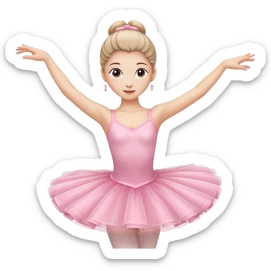A graceful ballerina in a pink tutu, spinning lightly with arms curved elegantly.
 sticker