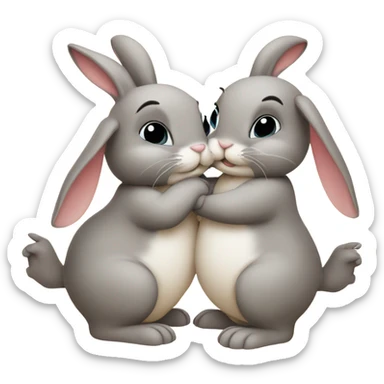 kissing and hugging bunnies sticker
