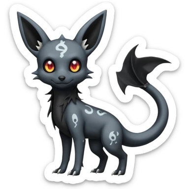 Nebulae Gothic Spooky Umbreon-Salandit-Cubone-Duskull-Noibat-Fakémon-hybrid-creature (full body)  sticker