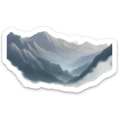silver mountain river fog sticker