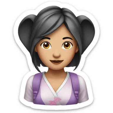 Beautiful asian girl with mouse ears sticker