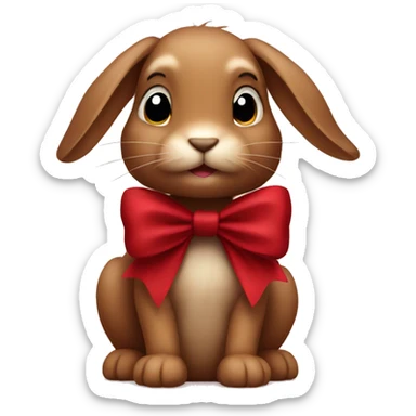 Brown bunny with dark red bow sticker
