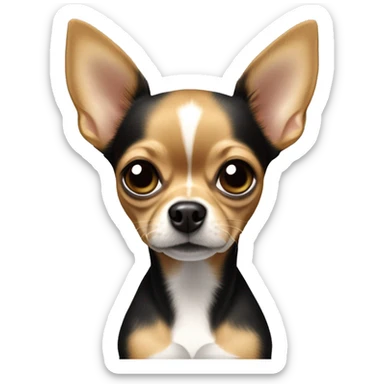 Perro Chihuahua con manchas cafés y mujer de pelo negro  sticker