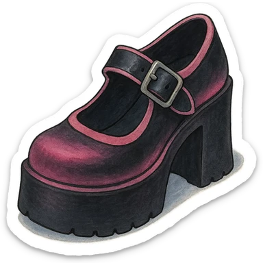 BLACKPINK-inspired gothic shoes, no hearts, dreamy and bold, black and pink sticker