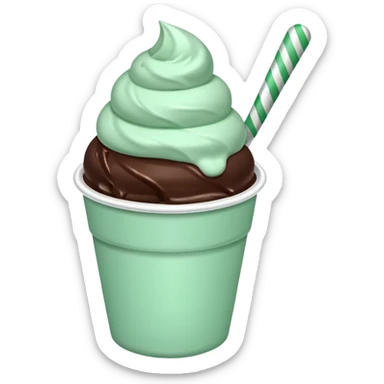 white cup with mint and chocolate ice cream sticker