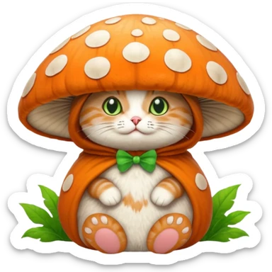 Cat in mushroom costume sticker