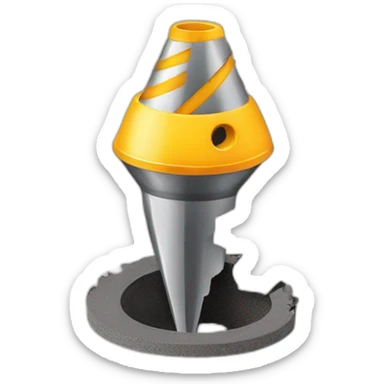 a broken drill bit stuck in a hole sticker