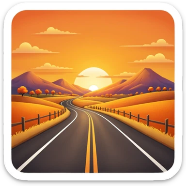 country road with sunset sticker