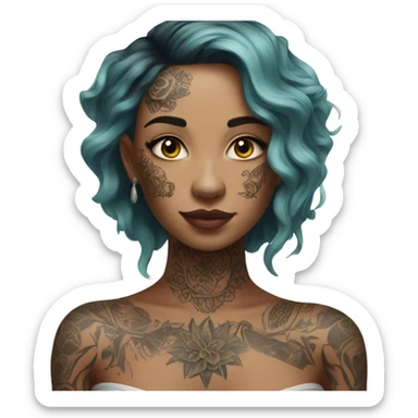 Hyper Realistic beautiful woman with tattoo sticker