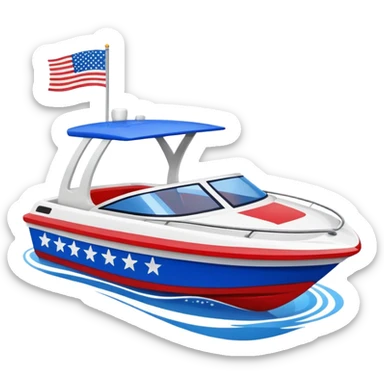 Sport water boat with American flag sticker