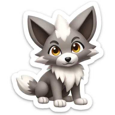 Kawaii Chibi Poochyena-Lycanroc-Pokémon Full Body sticker