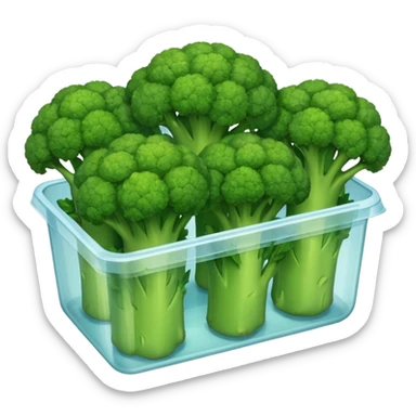 broccolis in plastic container sticker